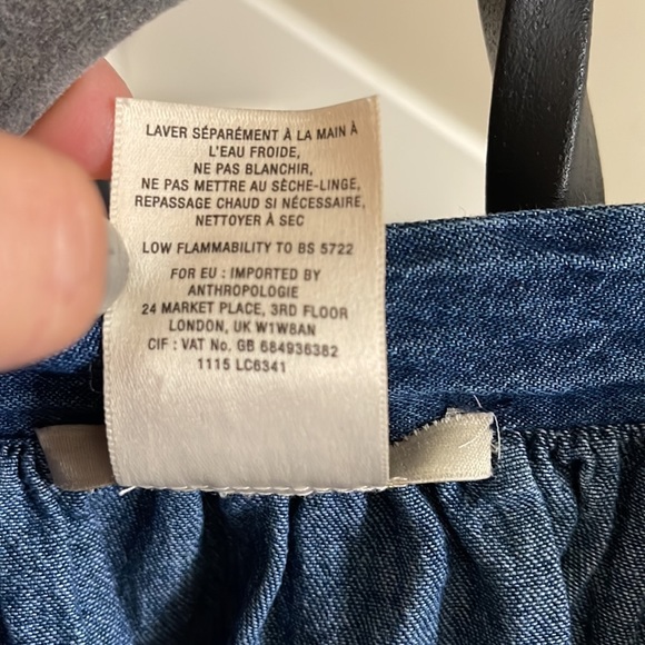 ANTHROPOLOGIE NE QUITTEZ PAS Small Denim peasant blouse - Picture 7 of 10